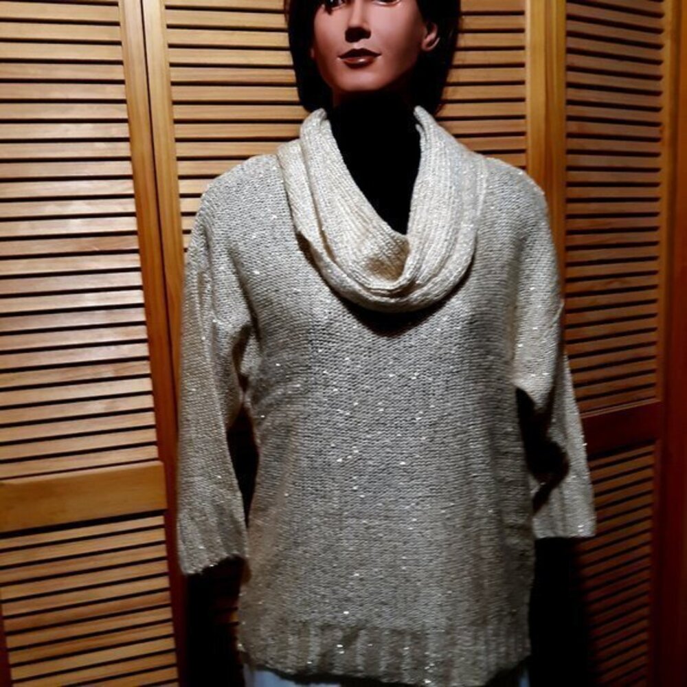 Christopher Banks Glittery  Gold Holiday Sweater